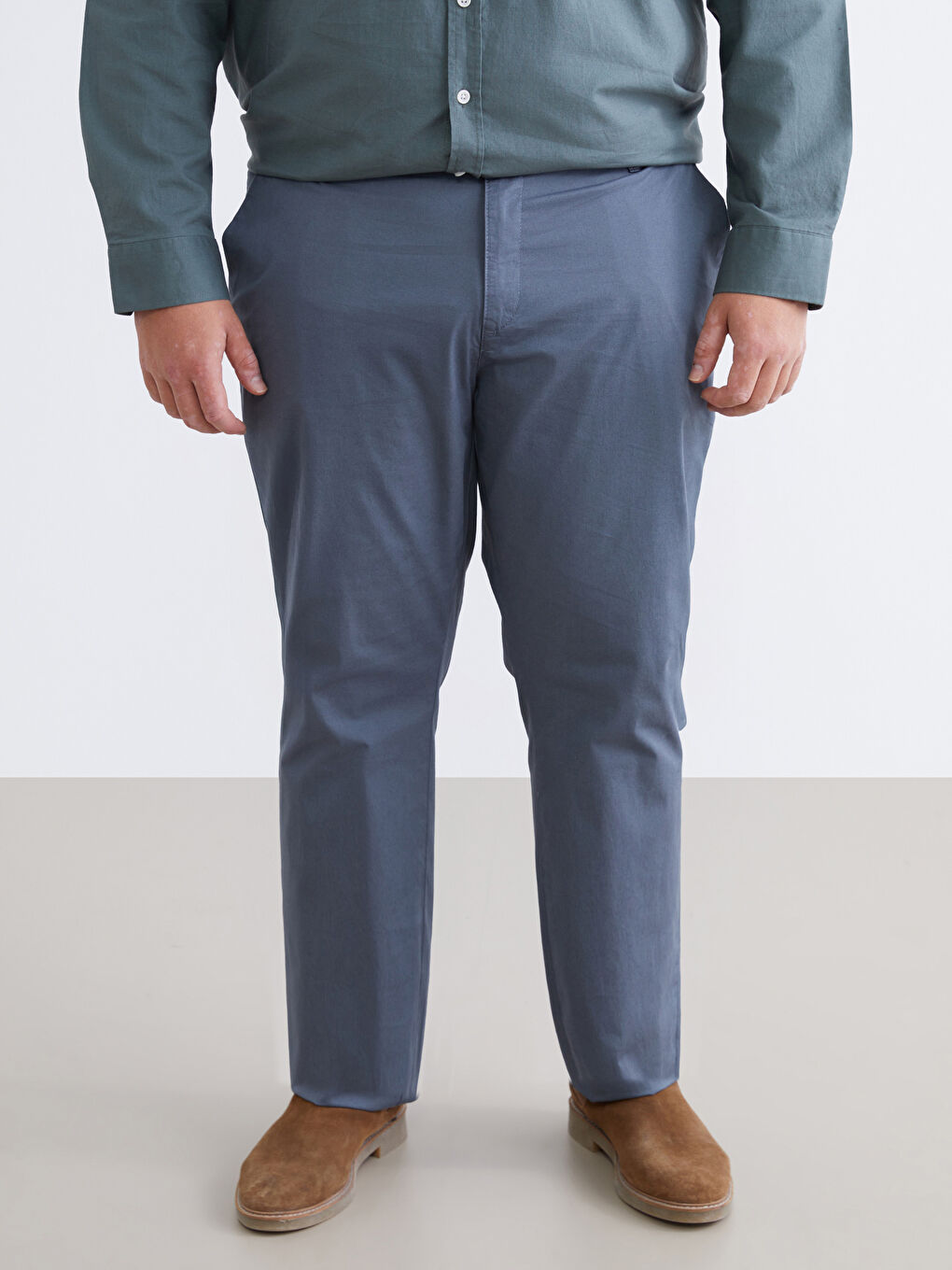 İndigo Standart Kalıp Erkek Chino Pantolon-5