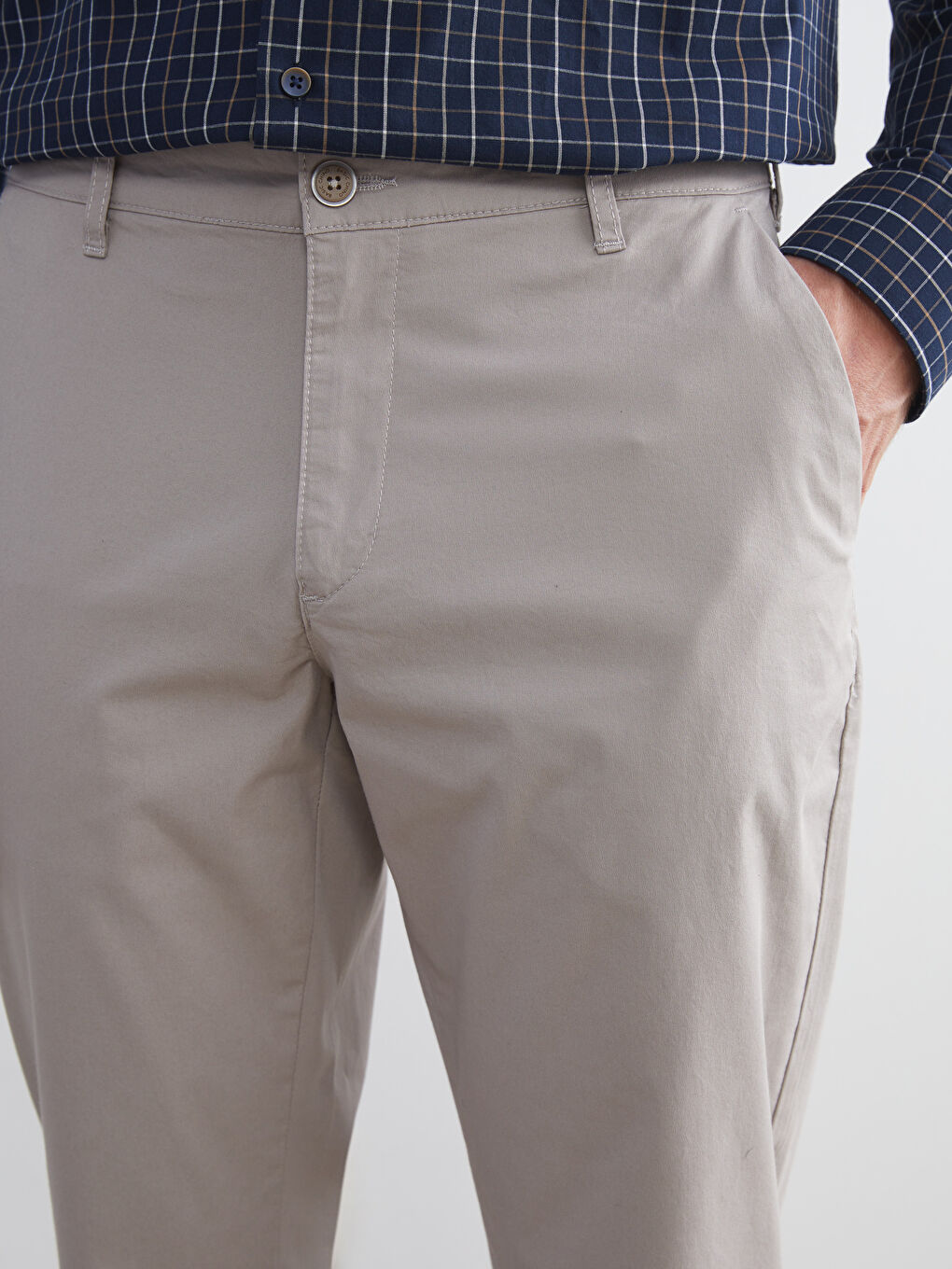Bej Standart Kalıp Erkek Chino Pantolon-3
