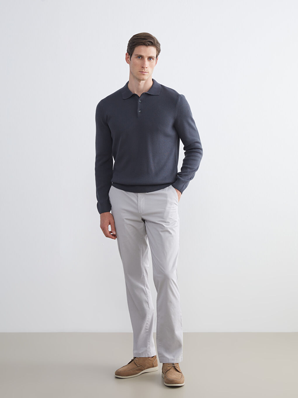 Gri Standart Kalıp Erkek Chino Pantolon