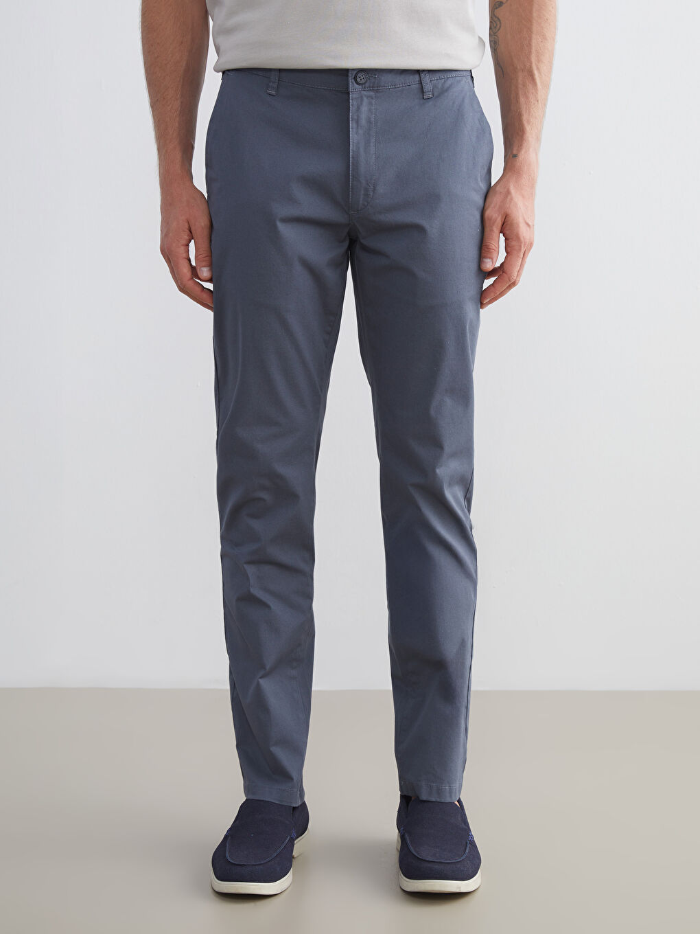 İndigo Standart Kalıp Erkek Chino Pantolon-2