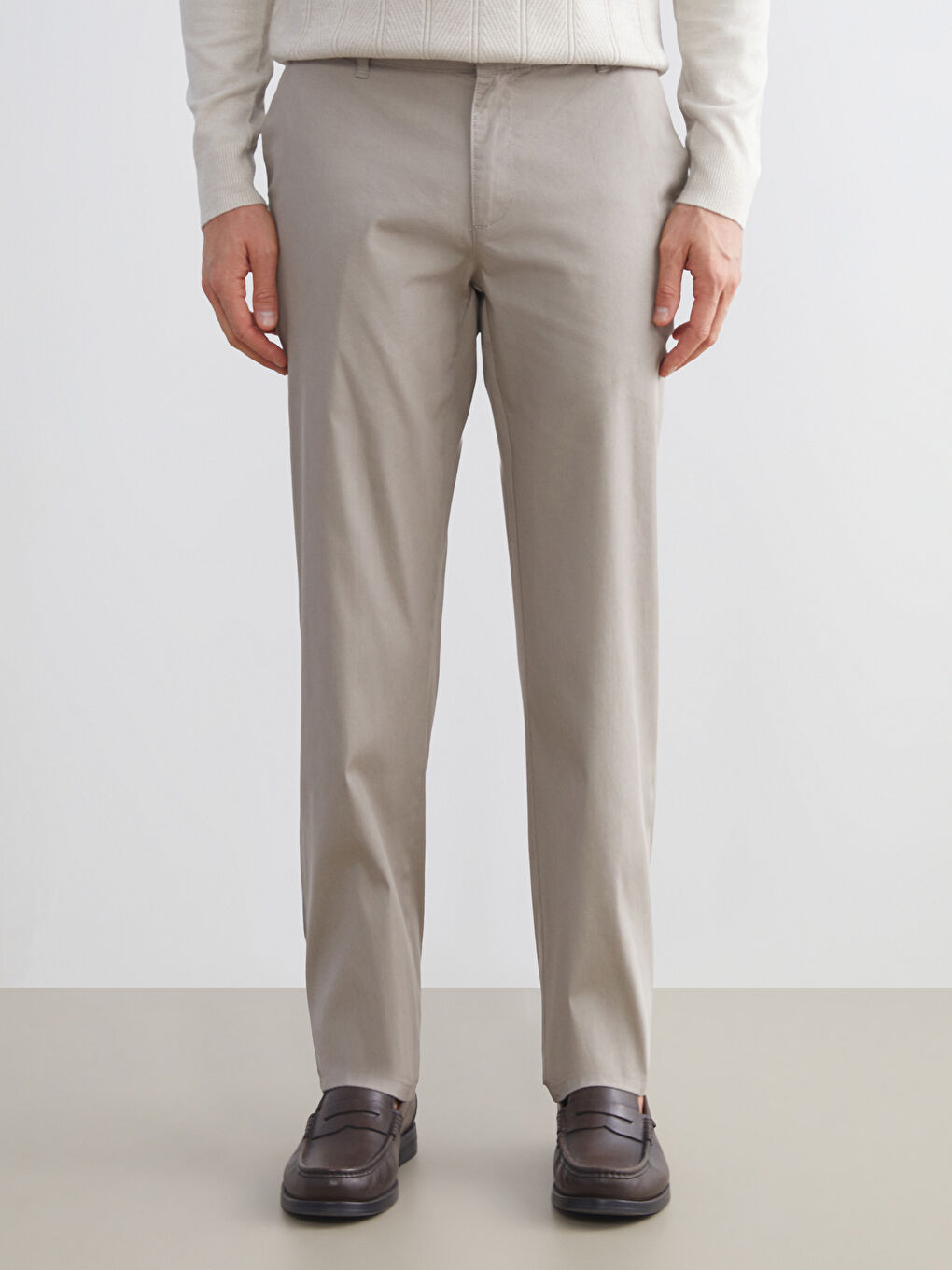 Bej Standart Kalıp Erkek Chino Pantolon-1