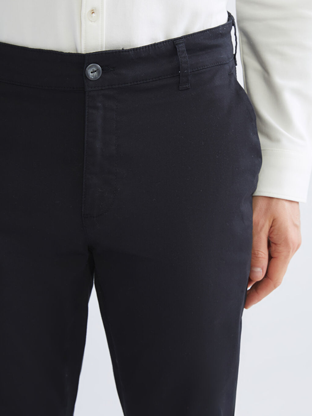 Siyah Standart Kalıp Erkek Chino Pantolon-2