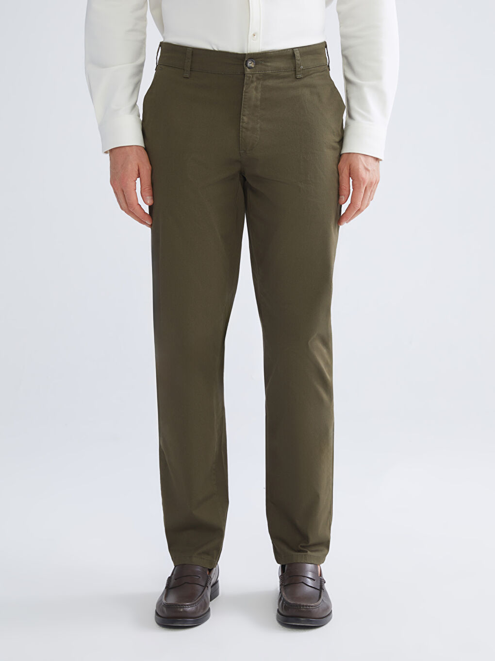 Haki Standart Kalıp Erkek Chino Pantolon-1