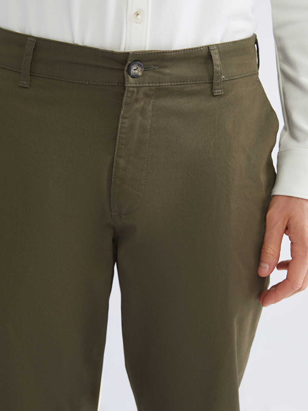 Haki Standart Kalıp Erkek Chino Pantolon-2