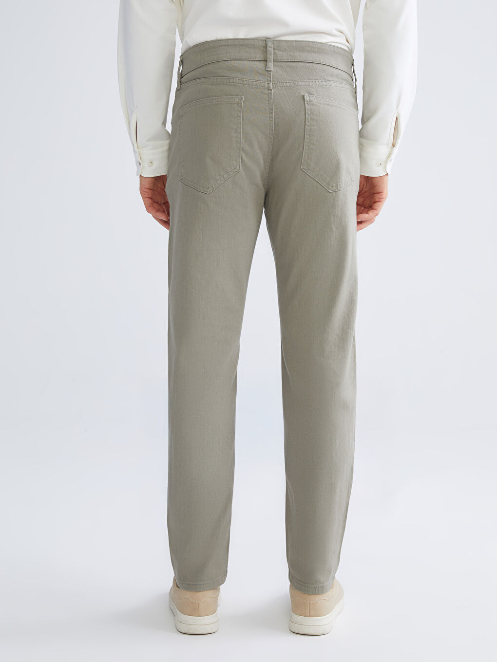 Haki Dar Kalıp Erkek Chino Pantolon-3