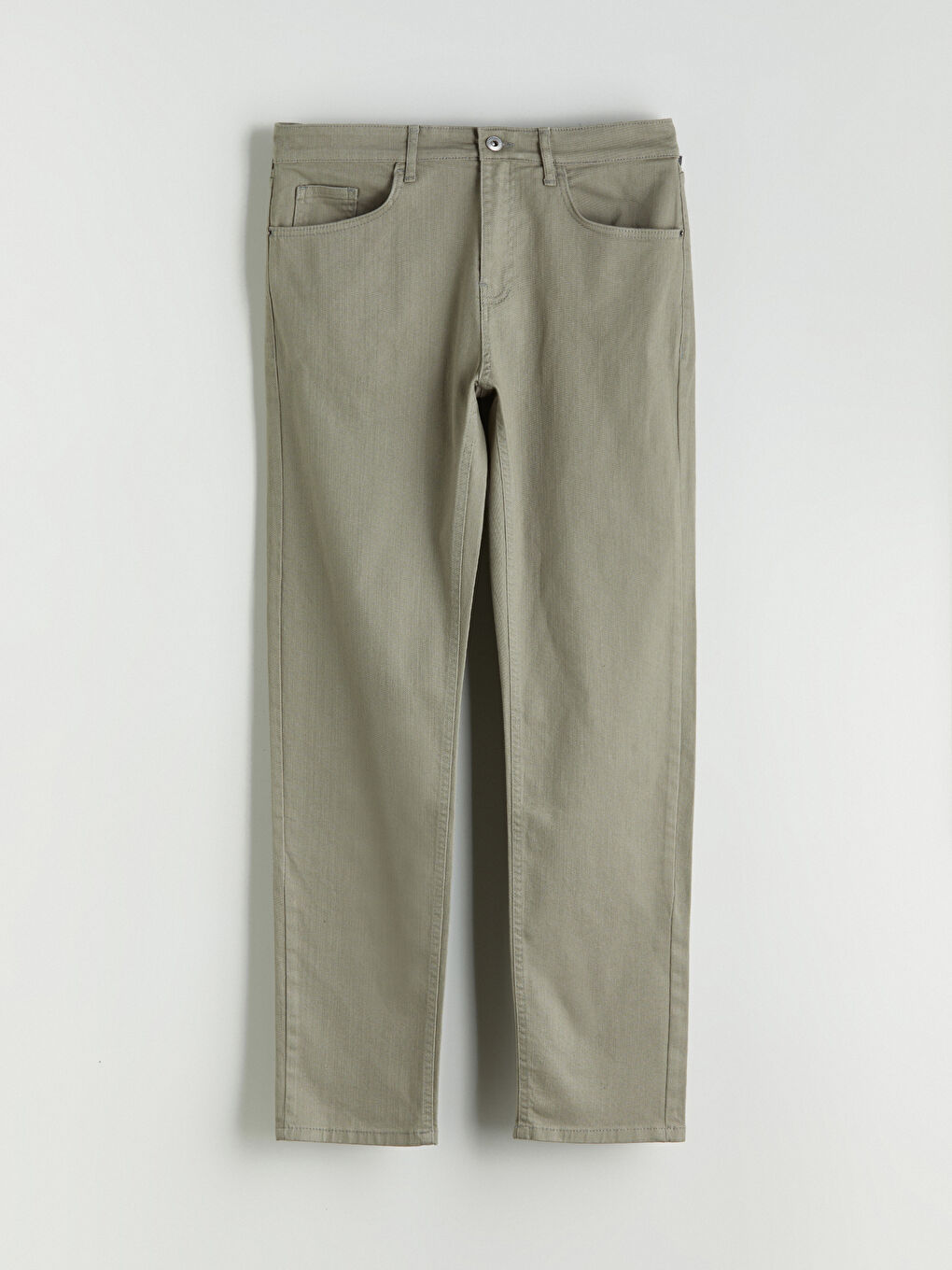 Haki Dar Kalıp Erkek Chino Pantolon-4