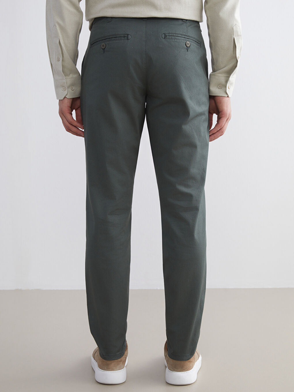 Haki Dar Kalıp Erkek Chino Pantolon-7