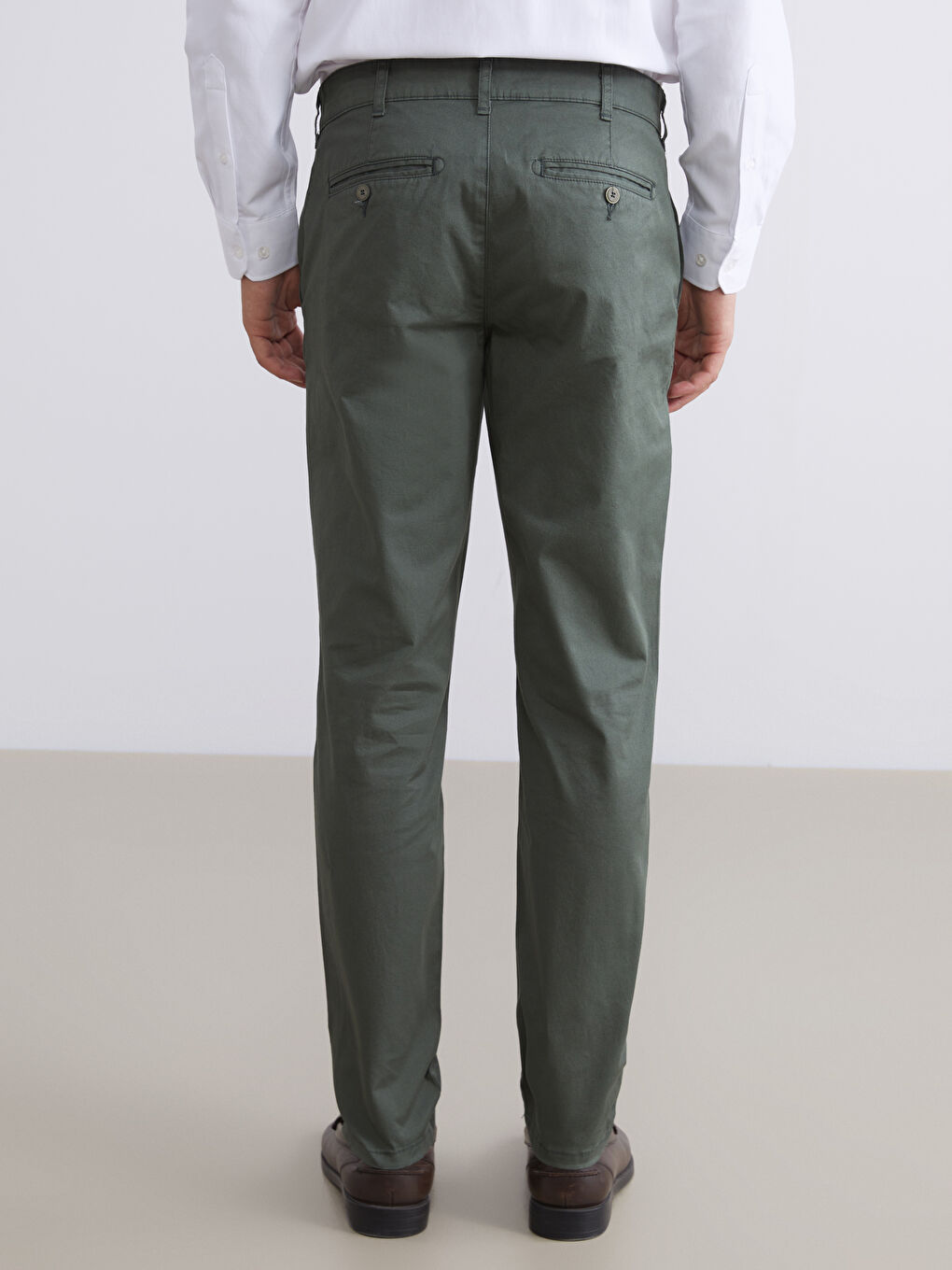 Haki Dar Kalıp Erkek Chino Pantolon-6