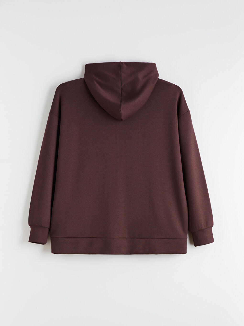 Kahverengi Kapüşonlu Oversize Kadın Fermuarlı Sweatshirt-5