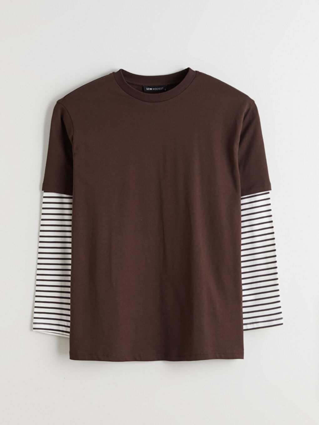 Kahverengi Bisiklet Yaka Çizgili Kadın Tunik-4