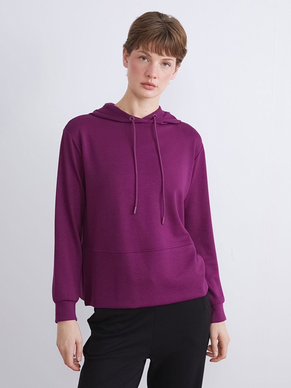 Mor Loose Fit Kadın Hoodie