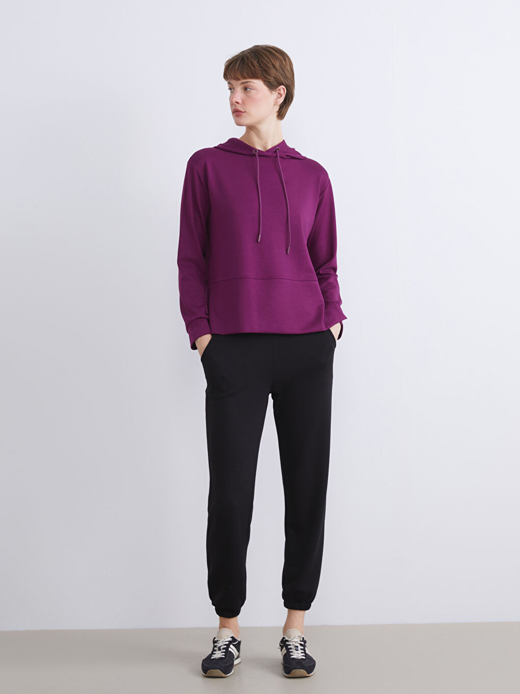 Mor Loose Fit Kadın Hoodie-3