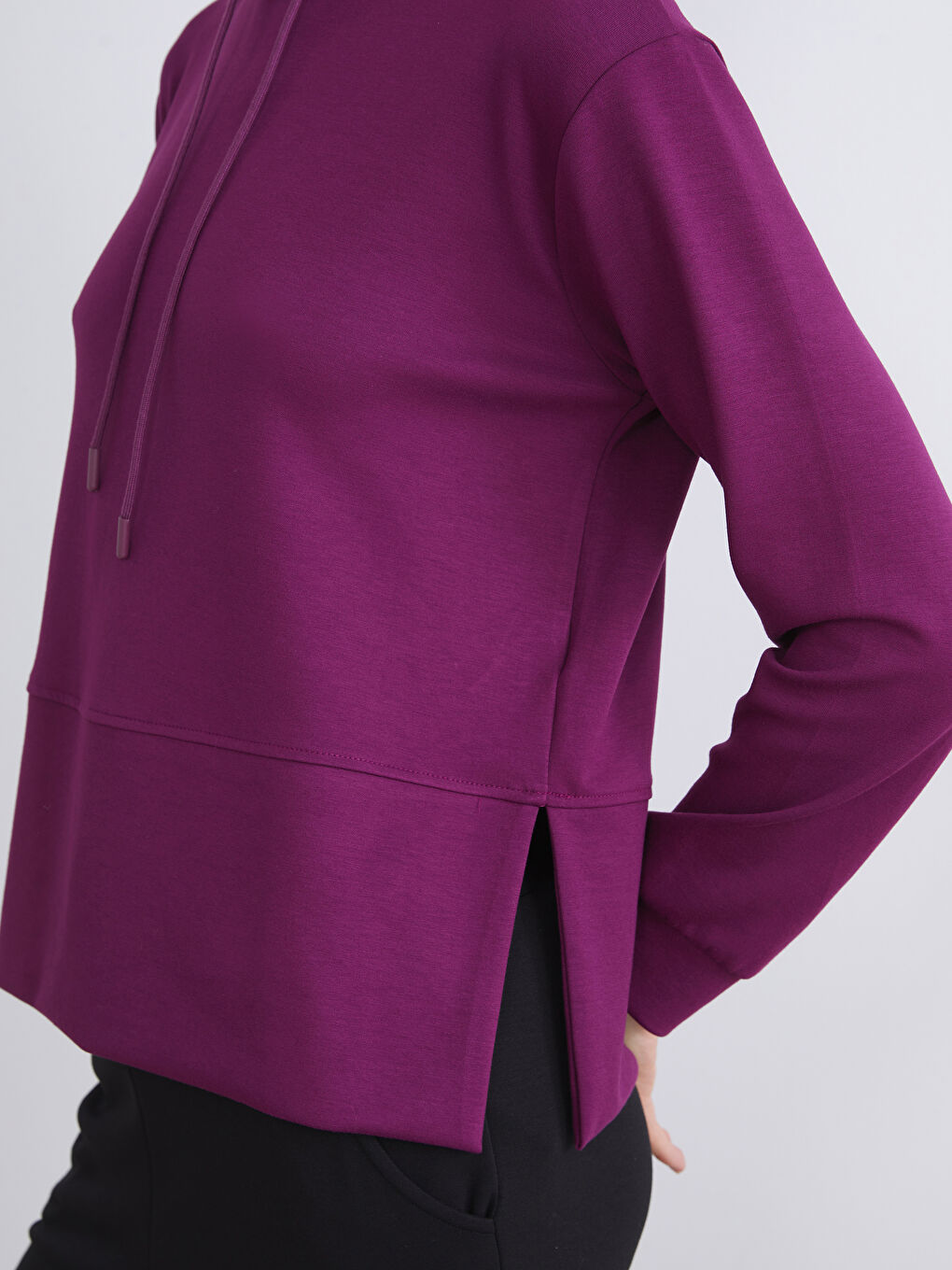 Mor Loose Fit Kadın Hoodie-5