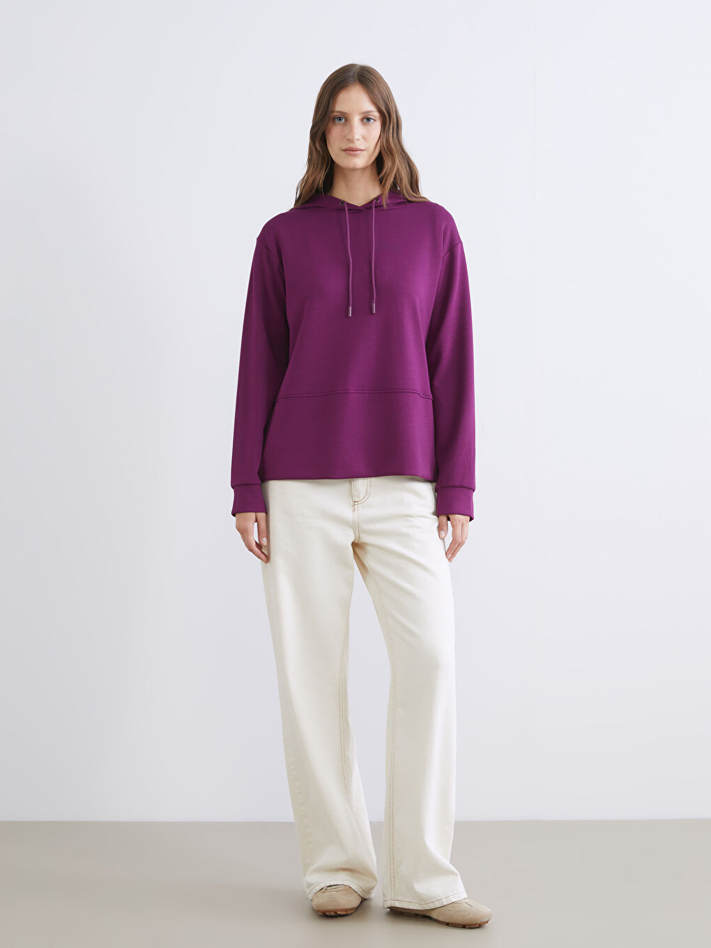 Mor Loose Fit Kadın Hoodie-2