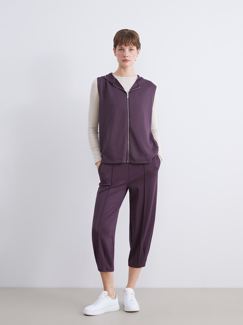 Mürdüm Beli Lastikli Kadın Eşofman Altı