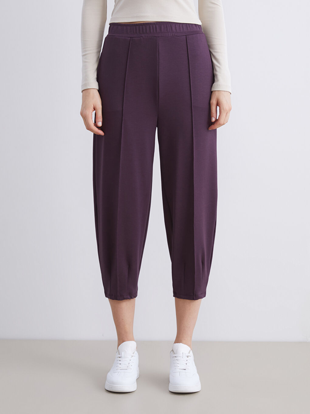 Mürdüm Beli Lastikli Kadın Eşofman Altı-1