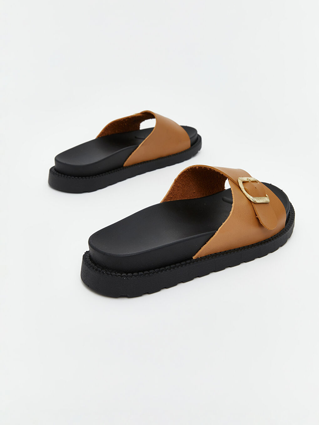 Buckle Detailed Single Strap Women's Slippers-4