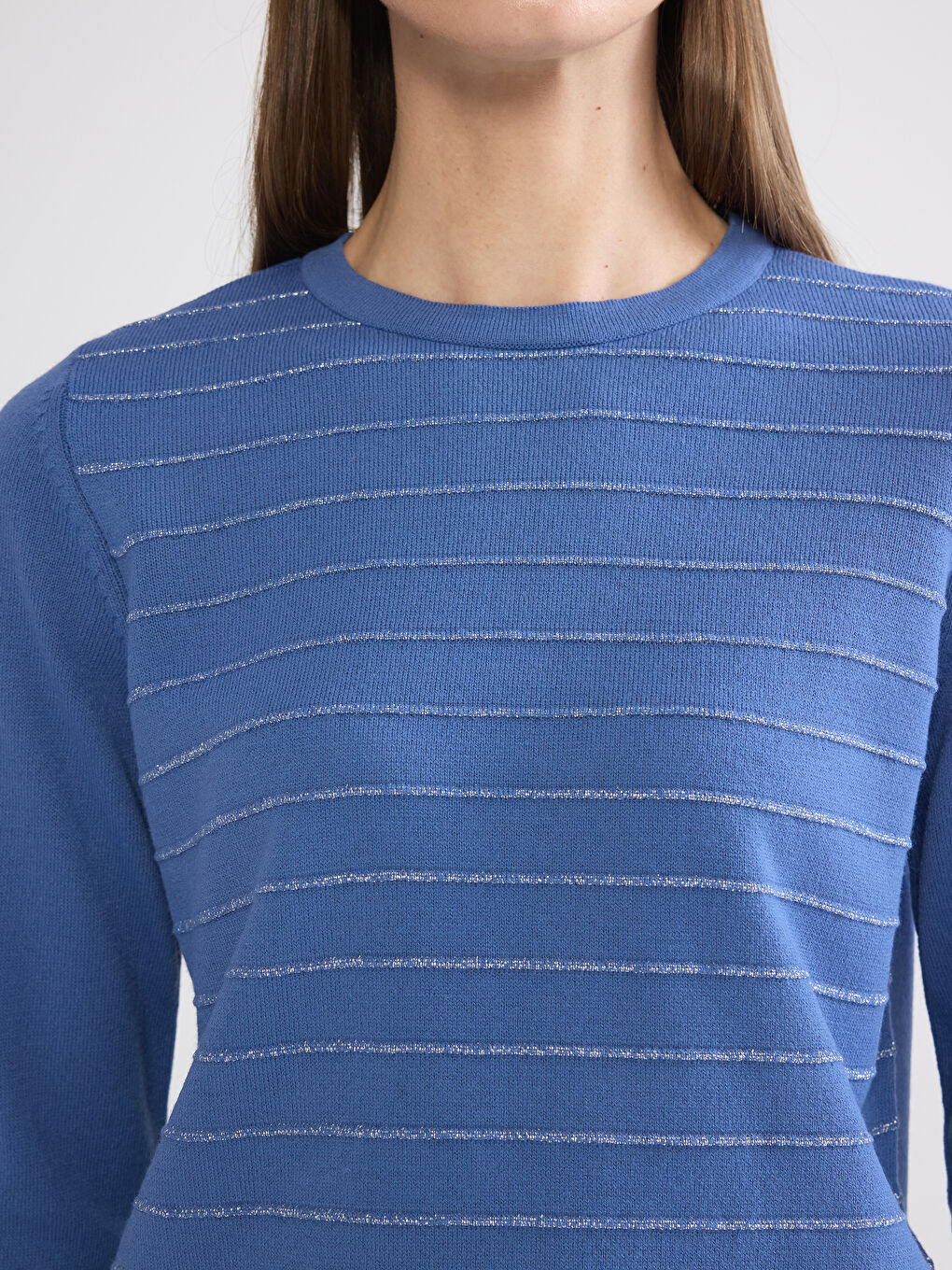 Mavi Bisiklet Yaka Çizgili Kadın Triko Kazak-2