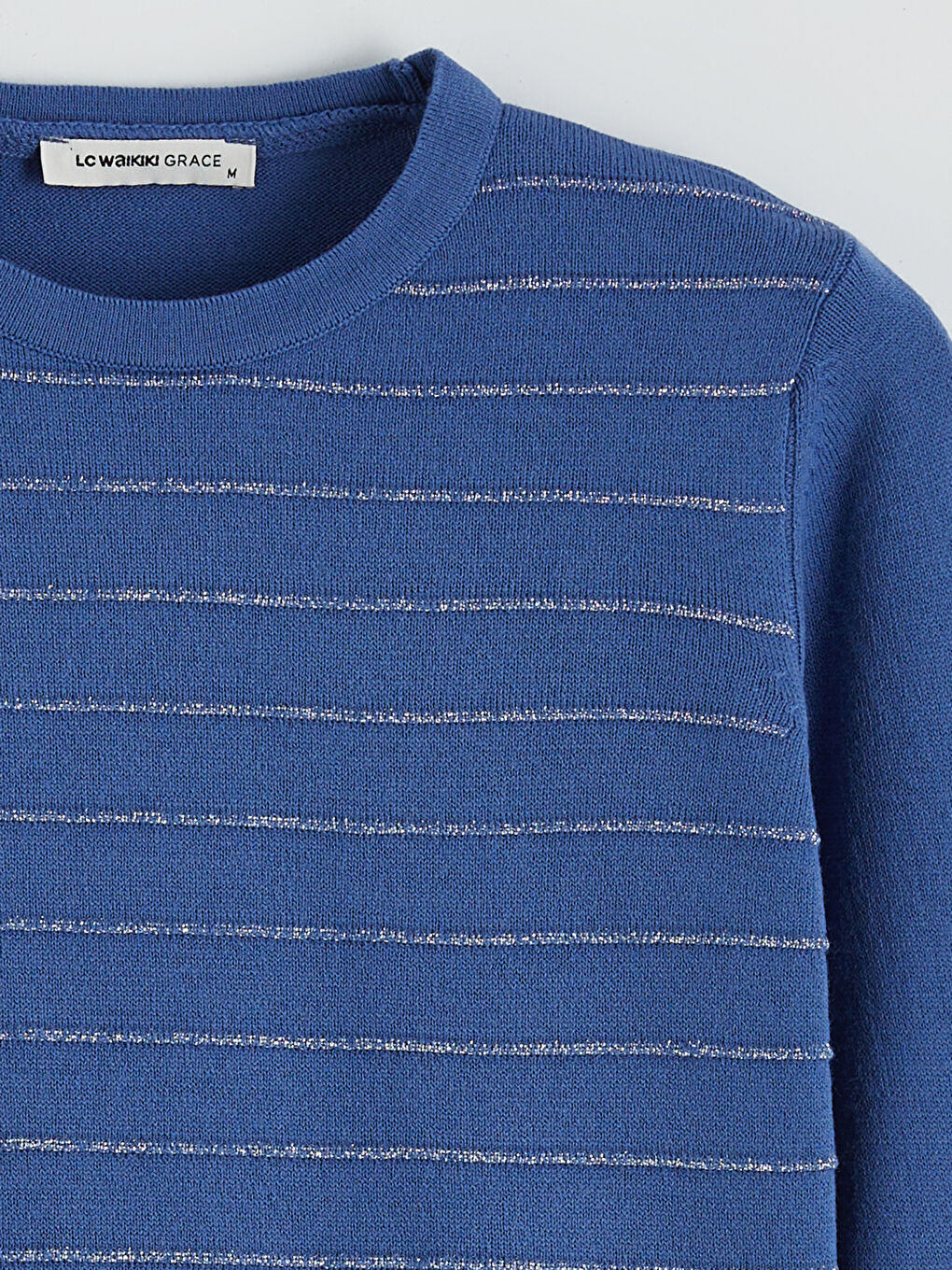 Mavi Bisiklet Yaka Çizgili Kadın Triko Kazak-5