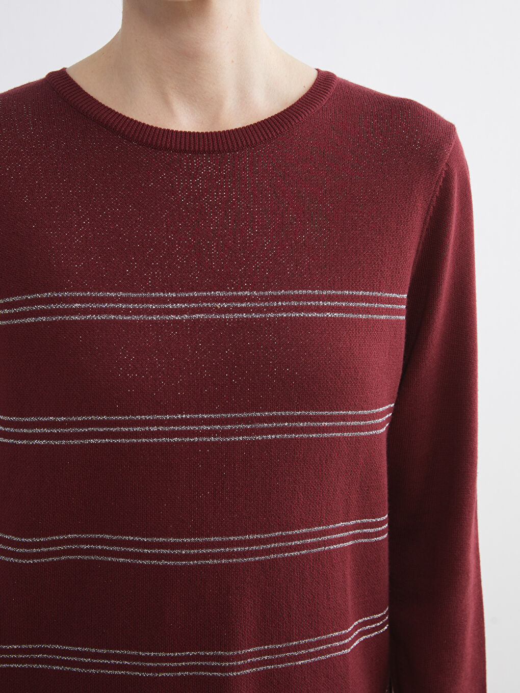 Crew Neck Striped Women's Knitwear Sweater-2