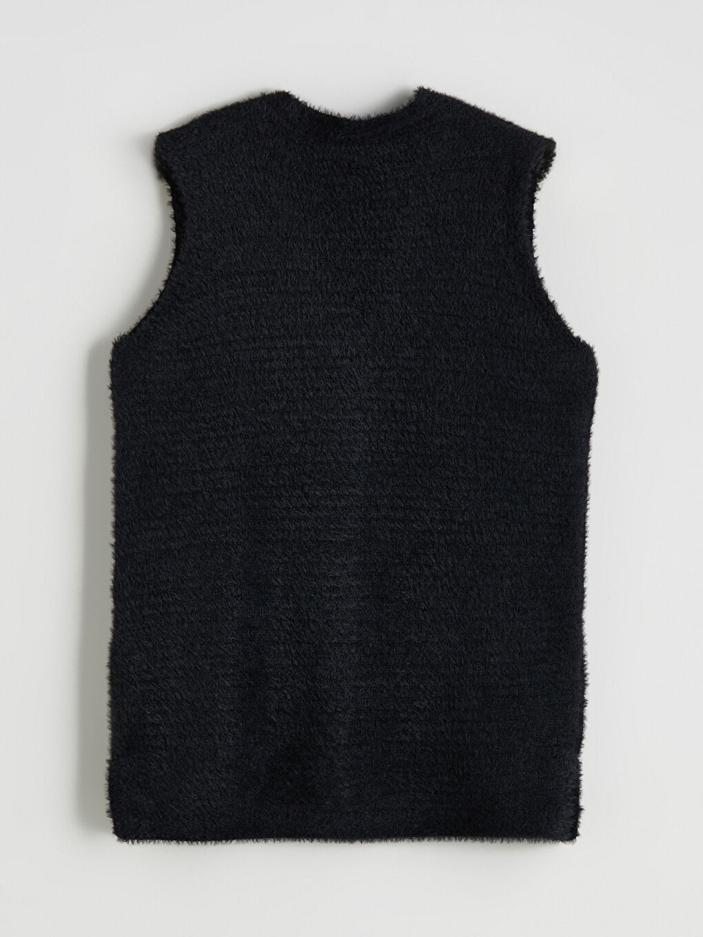 Siyah Büyük Beden V Yaka Kadın Pelüş Yelek-5