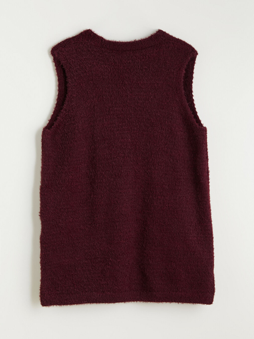 Mürdüm Büyük Beden V Yaka Kadın Pelüş Yelek-5