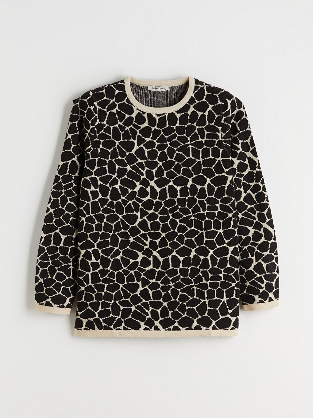 მრგვალი საყელო ნიმუშიანი ქალებისთვის ტრიკოტაჟის სვიტერი-4