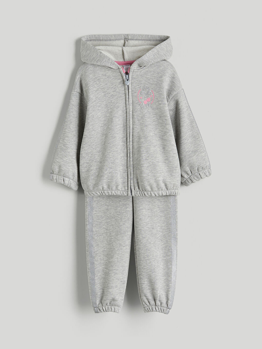 Gri Kapüşonlu Kız Çocuk Eşofman Takım