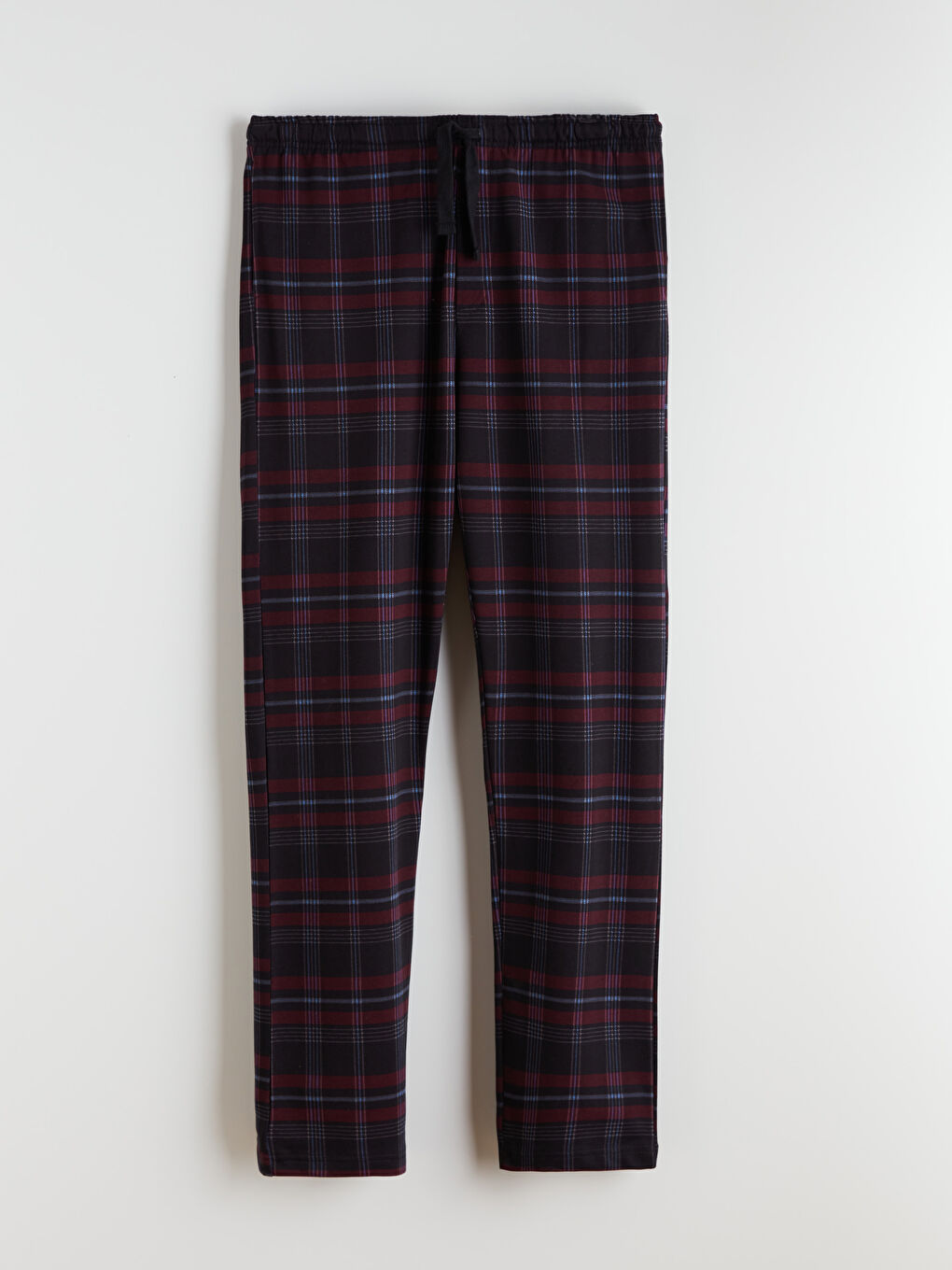 Bordo Standart Kalıp Ekose Erkek Pijama Alt-4
