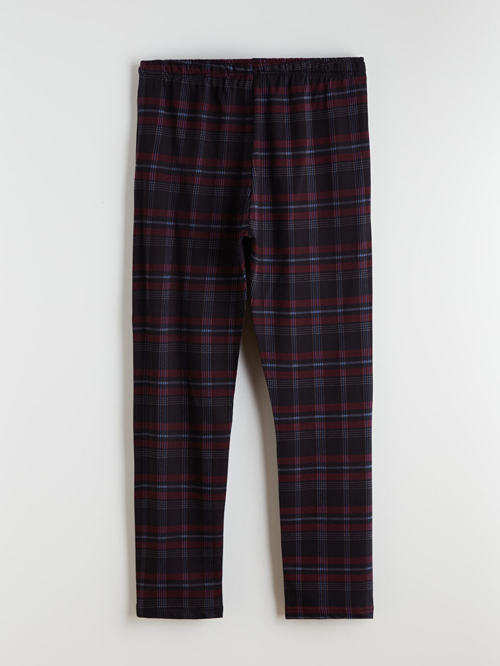 Bordo Standart Kalıp Ekose Erkek Pijama Alt-5