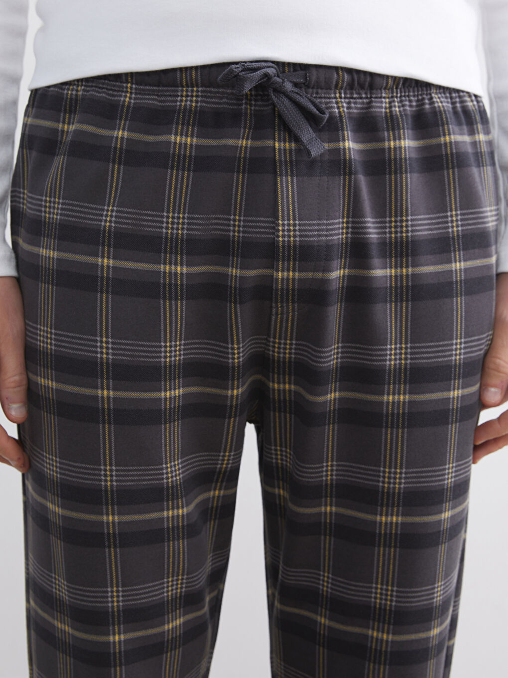 Gri Standart Kalıp Ekose Erkek Pijama Alt-2