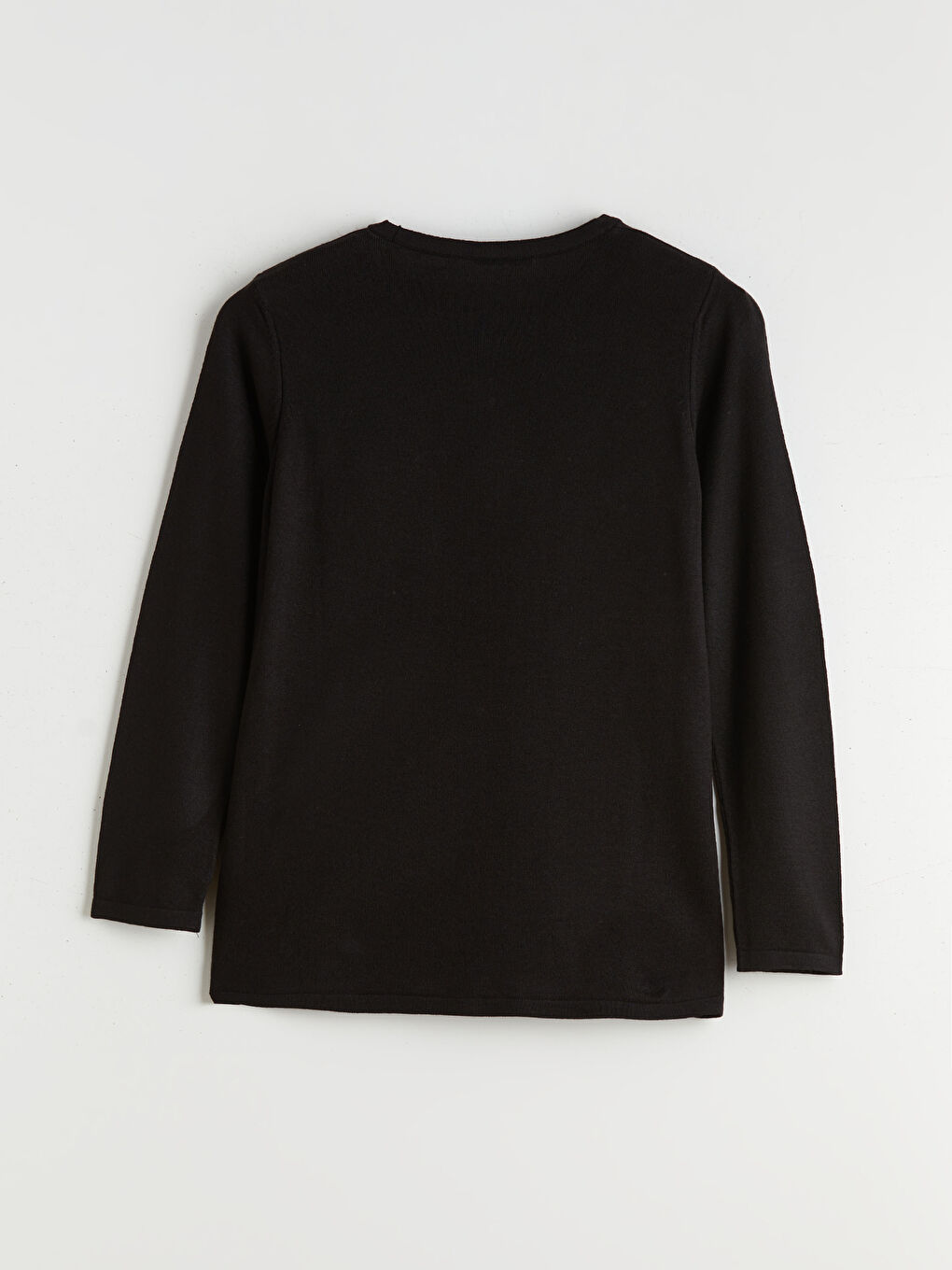 Siyah Bisiklet Yaka Kendinden Desenli Kadın Triko Kazak-5