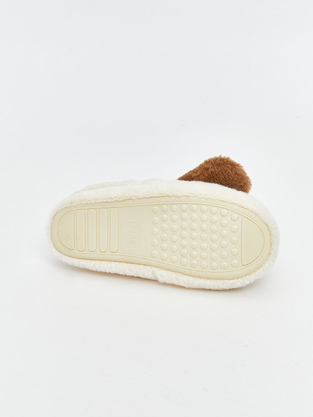 Bej Hayvan Figürlü Pelüş Erkek Çocuk Ev Terliği-3