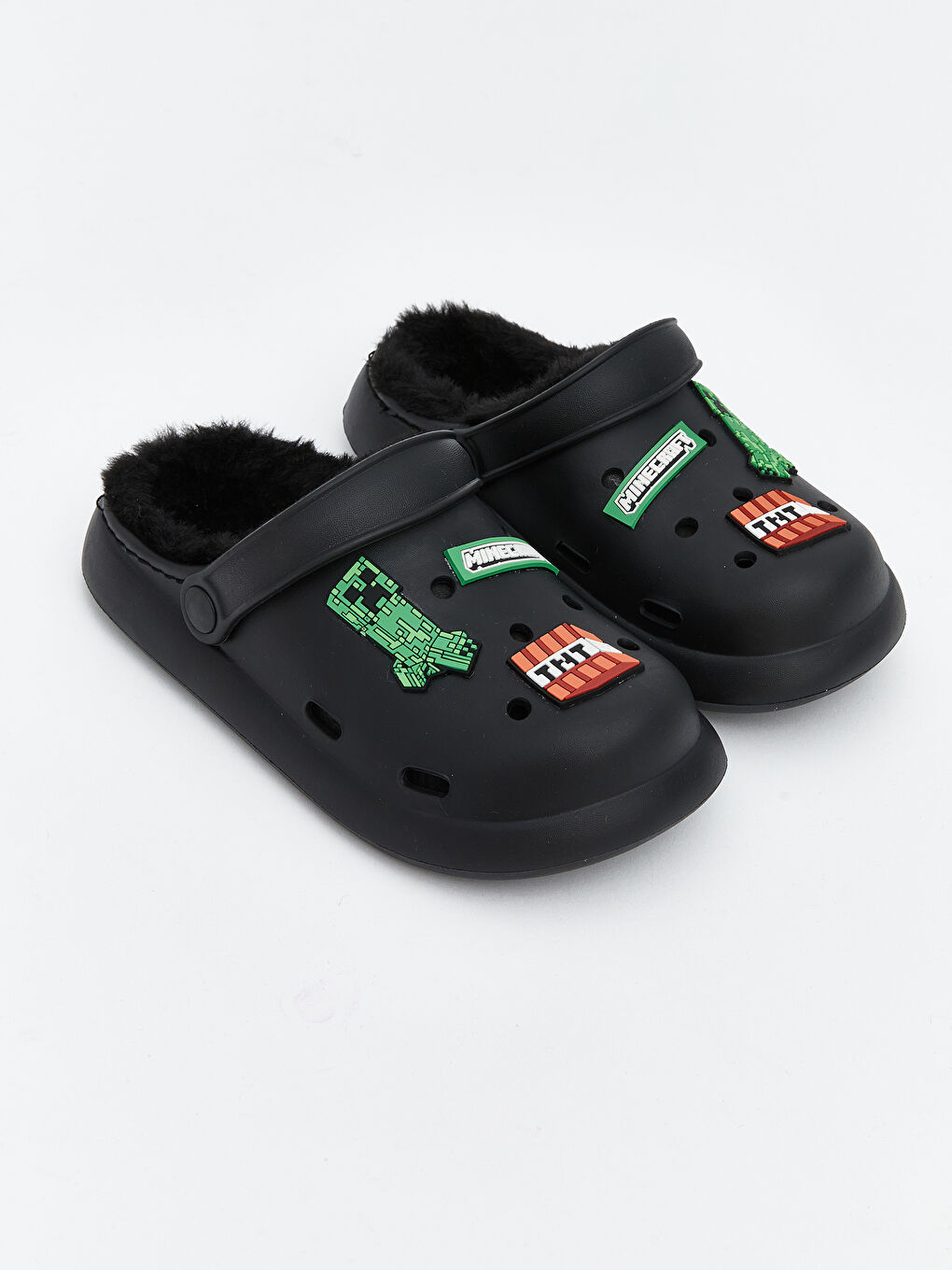 Siyah Minecraft Baskılı Erkek Bebek Ev Terliği