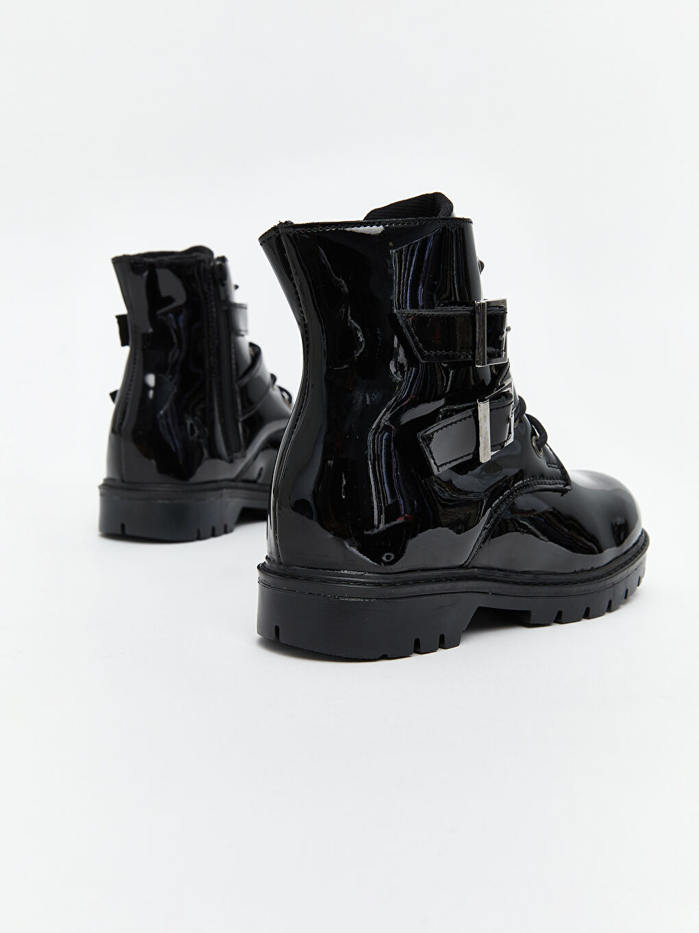 Faux Leather Zippered Girls' Boots-4