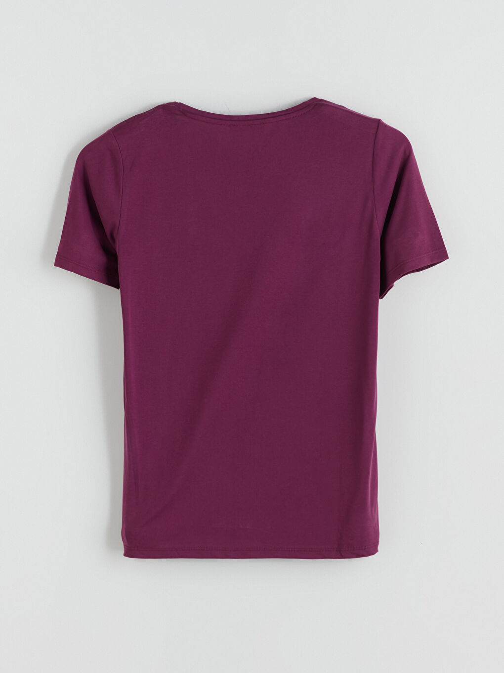 Mor V Yaka Modal Karışımlı Kadın Tişört-7