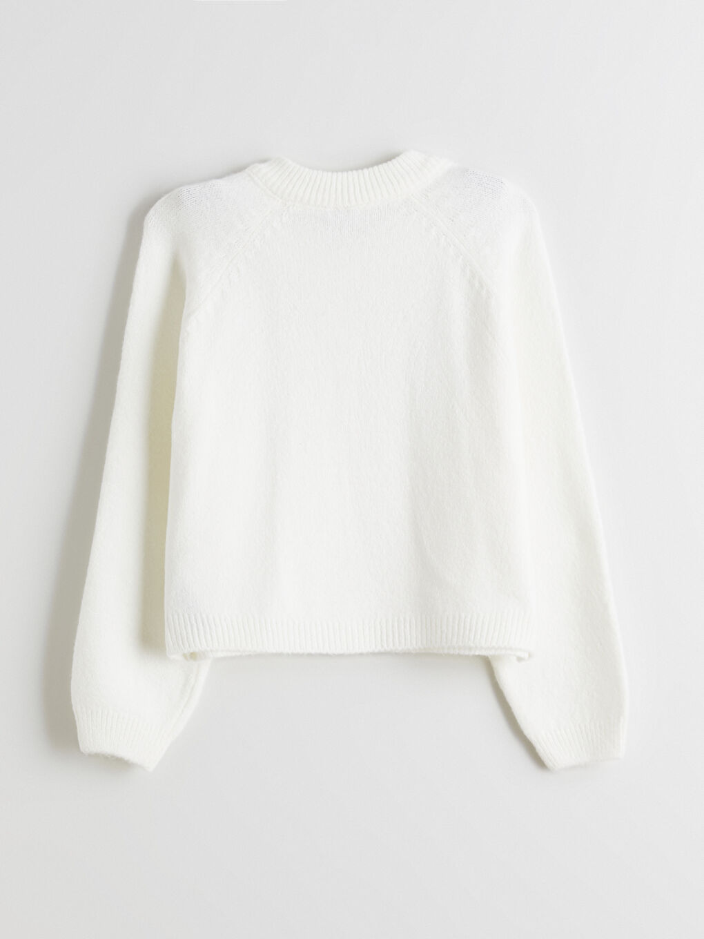 Ekru Bisiklet Yaka Kız Çocuk Triko Hırka-2