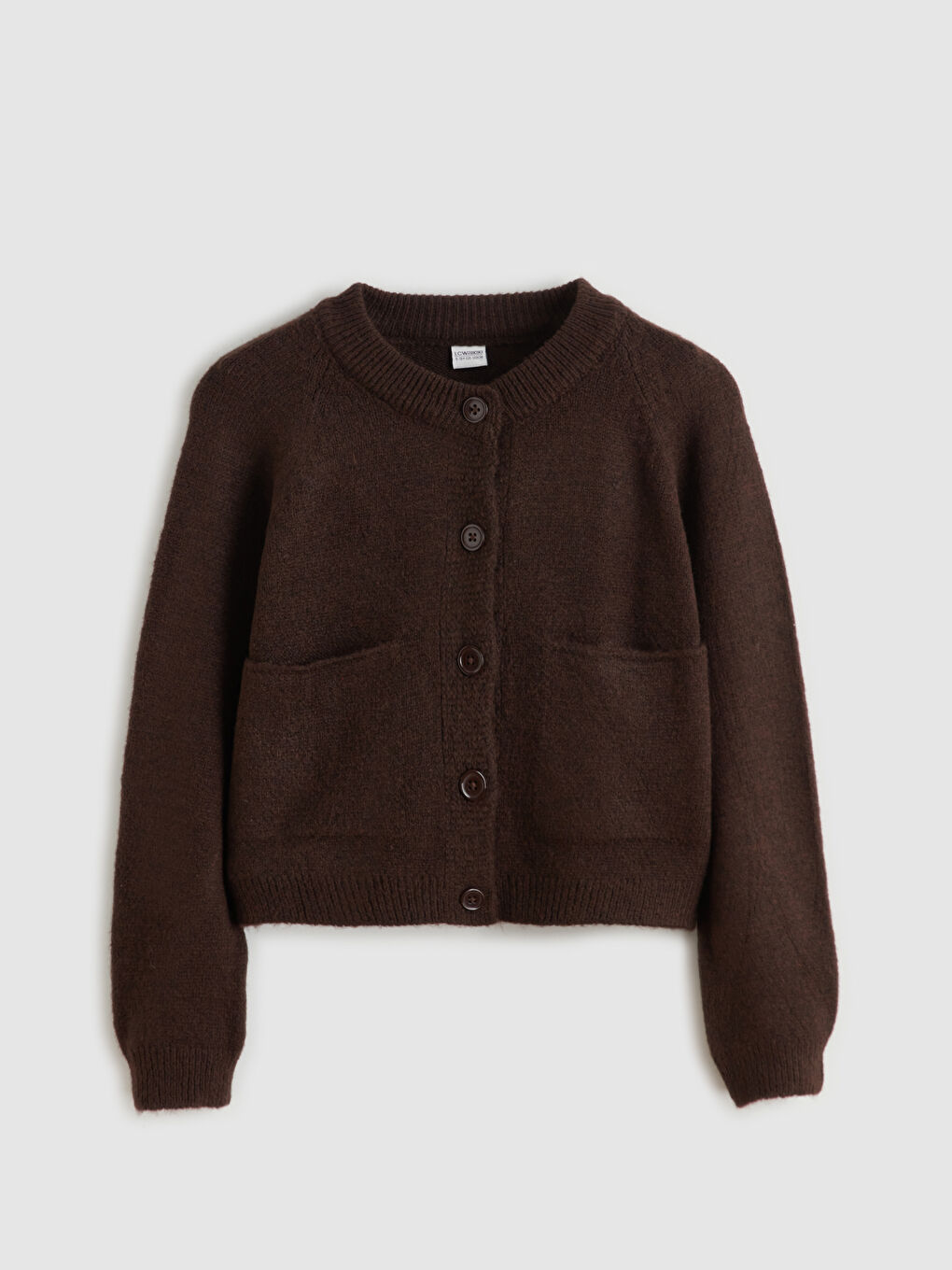 Crew Neck Girls Knitted Cardigan