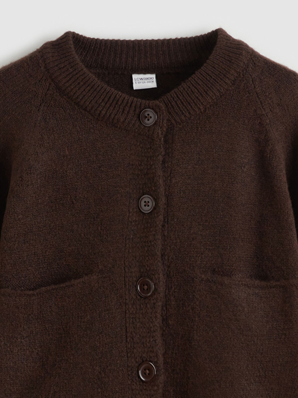 Crew Neck Girls Knitted Cardigan-2