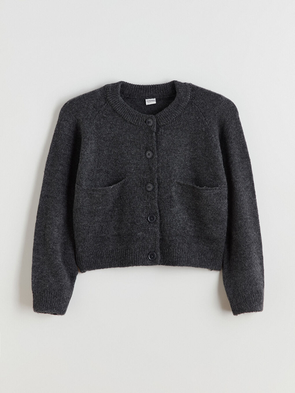 Crew Neck Girls Knitted Cardigan