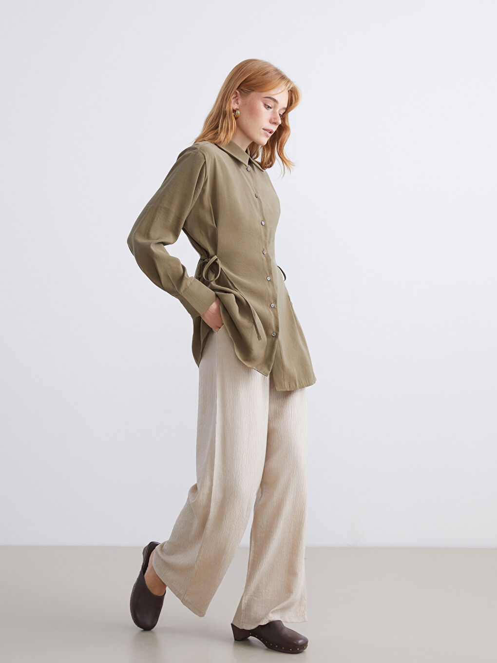 Yeşil Modal Karışımlı Kadın Gömlek Tunik-3