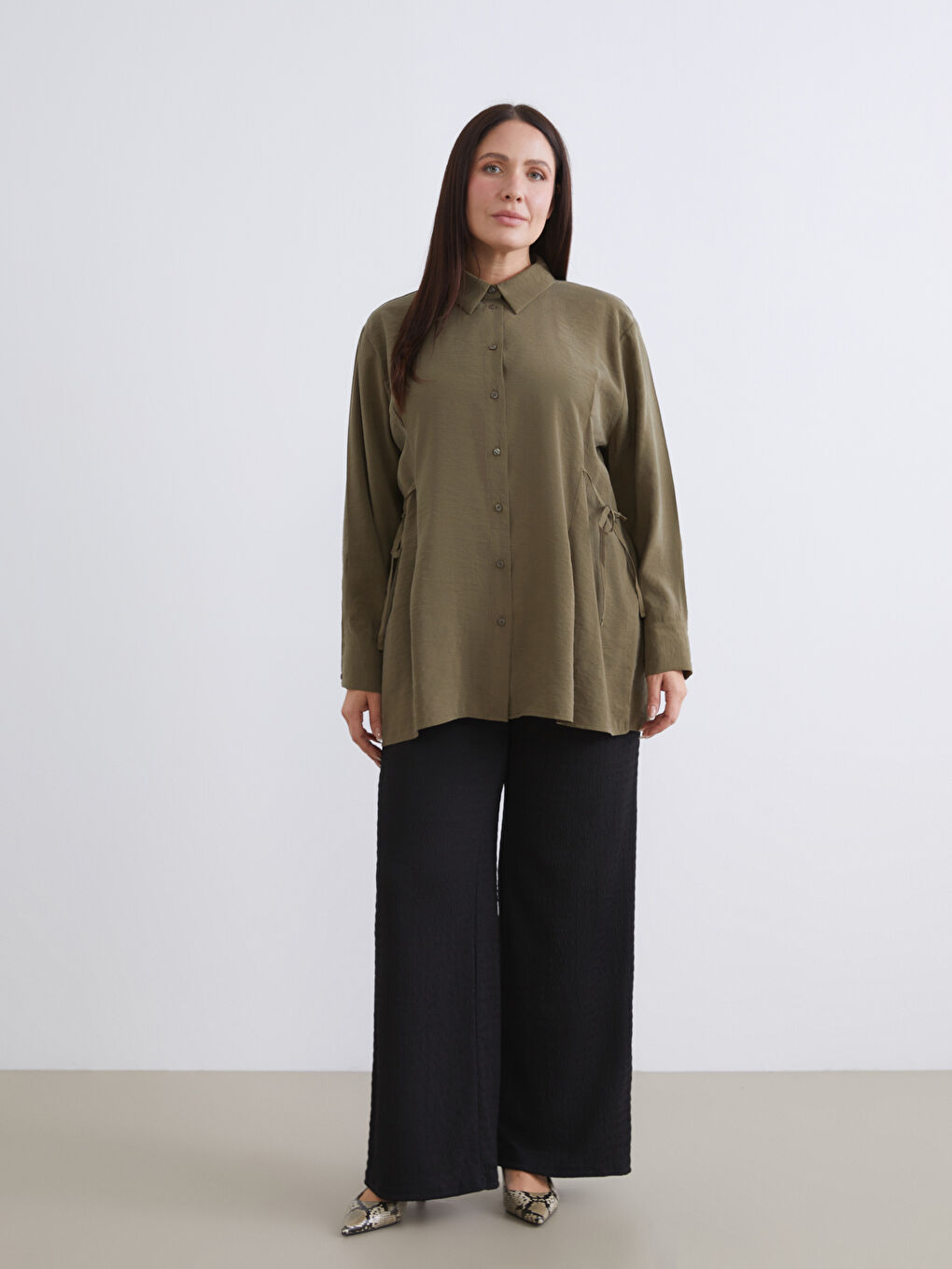 Yeşil Modal Karışımlı Kadın Gömlek Tunik-6