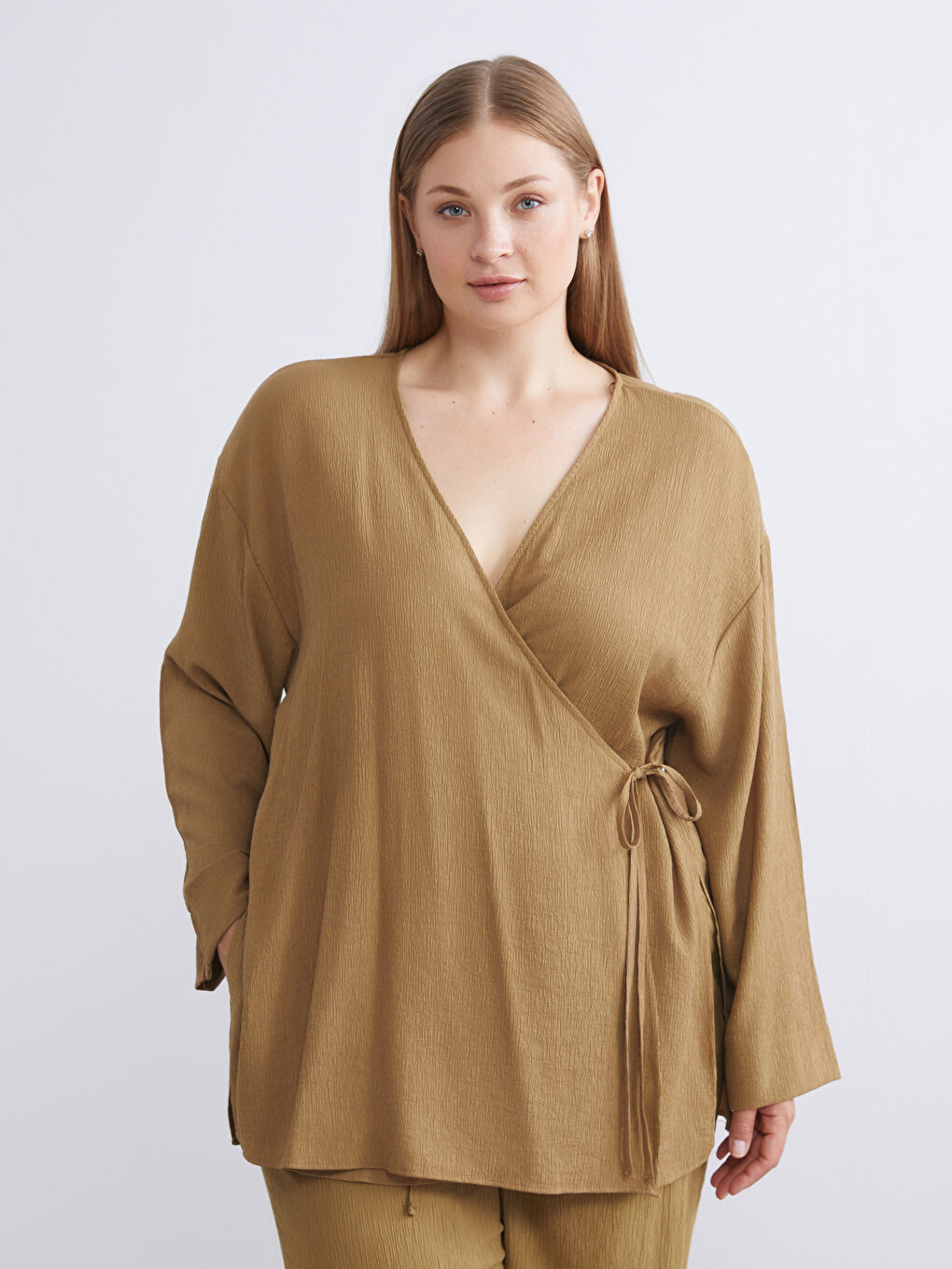 Double Breasted Textured Women's Kimono-6