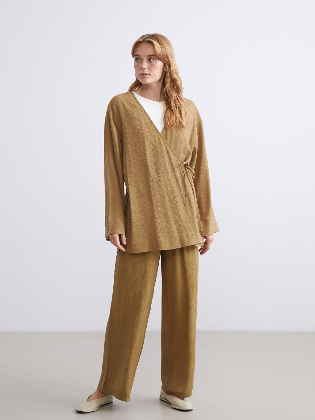 Double Breasted Textured Women's Kimono-2