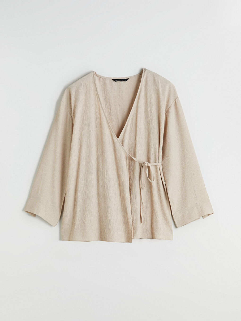 Bej Kruvaze Yaka Dokulu Kadın Kimono-8