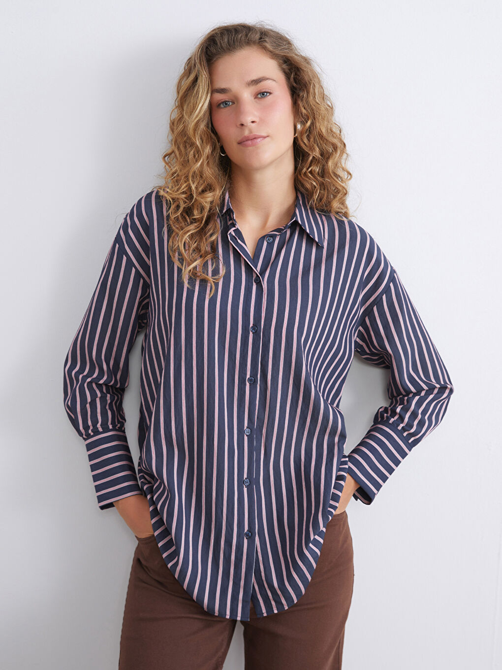 Striped Oversize Women's Shirt Tunic