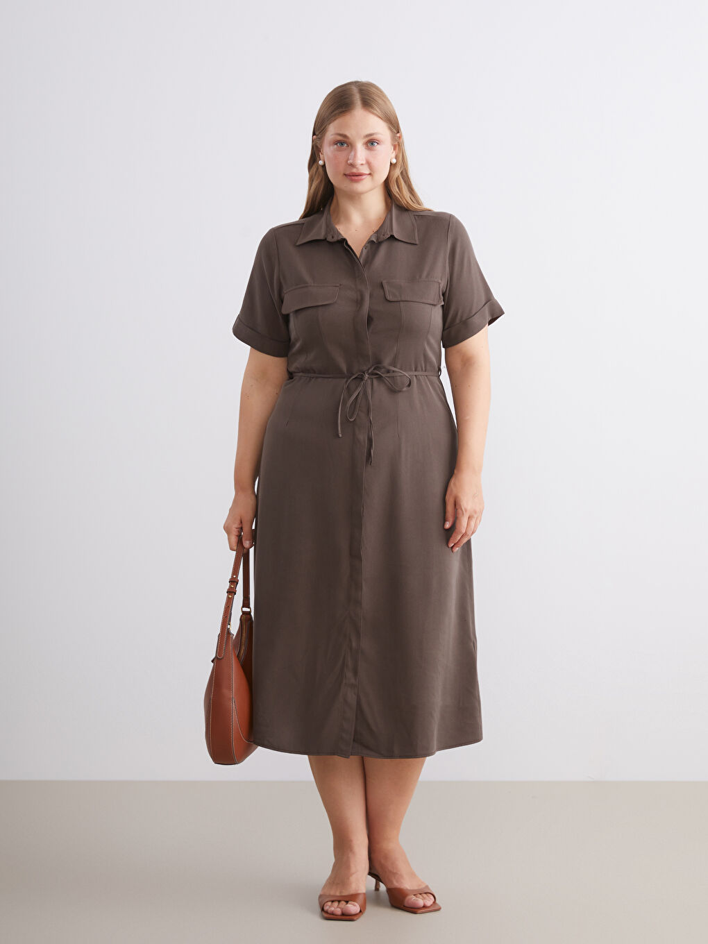 Платье-рубашка с поясом-1