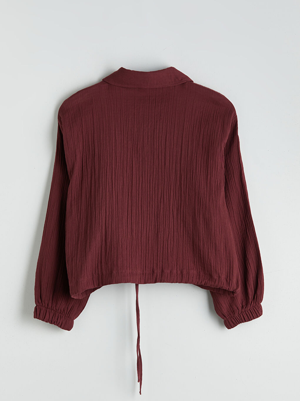 Bordo Oversize Müslin Kadın Gömlek-5