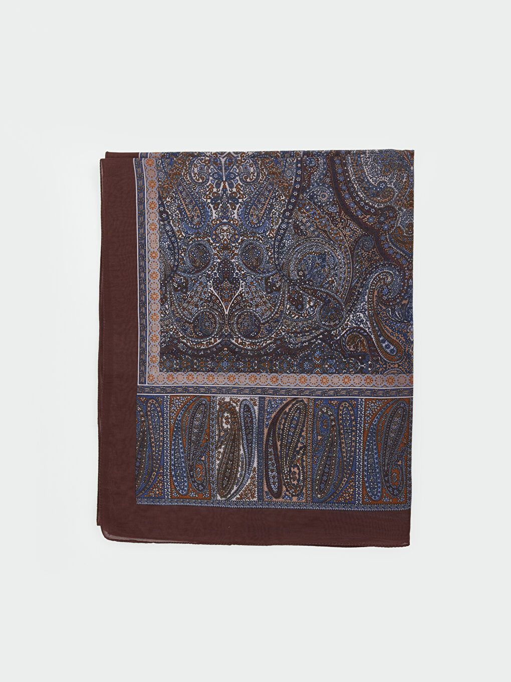 Kahverengi Etnik Desenli Kadın Şal-1