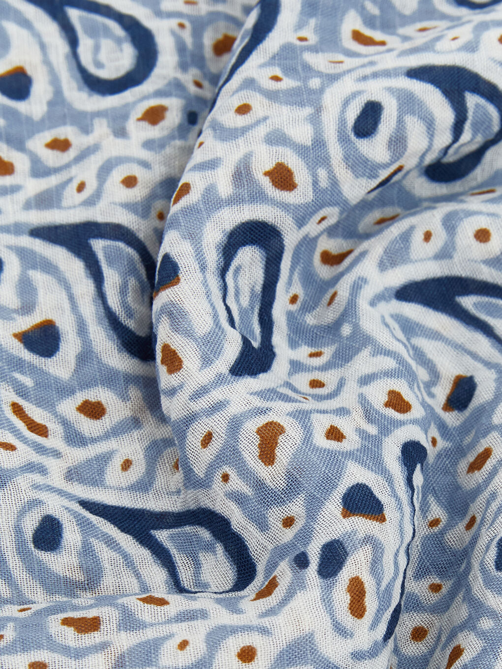 Mavi Etnik Desenli Kadın Şal-2